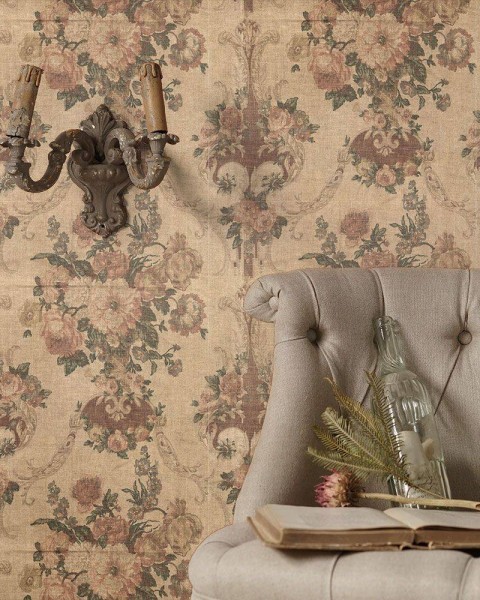 FLAX WALLPAPER | Antique Flower | FWP-AFW-02